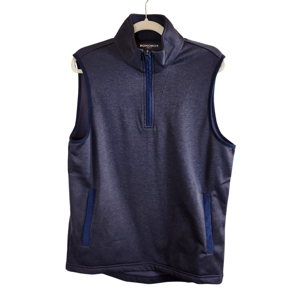 BONOBOS GOLF Mens‎ Vest Size Small Blue 1/4 Zip Performance Athleisure